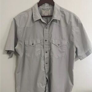 Filson  Shirt Mens XLarge Grey Short Sleeve Quail/fishing Shirt | Good Condition